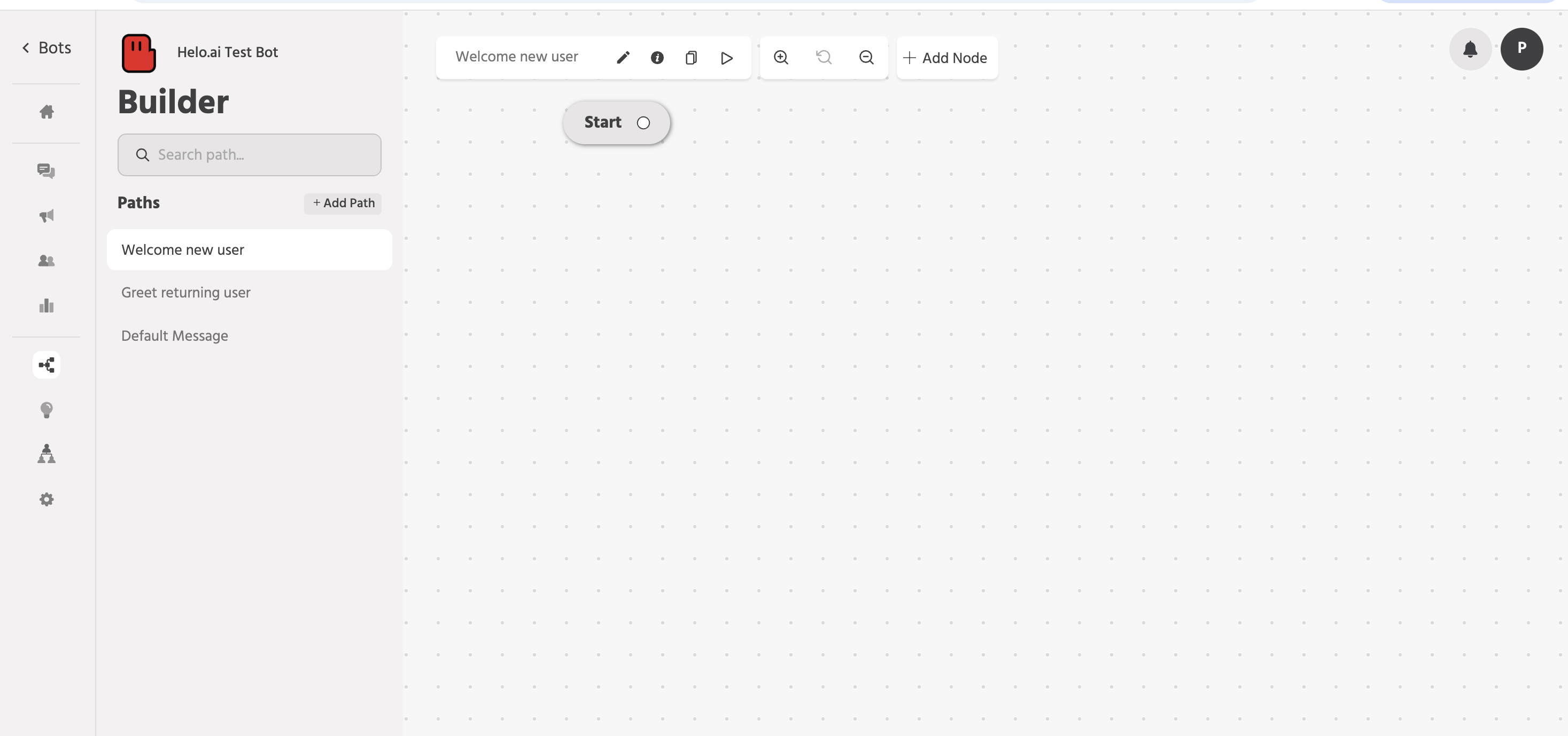 No-Code Chatbot Builder Interface